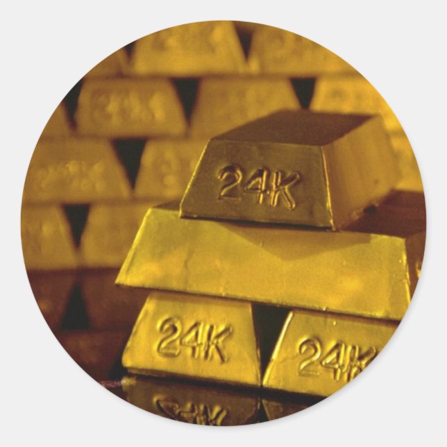 Stapel von Goldbarren Runder Aufkleber (Vorderseite)