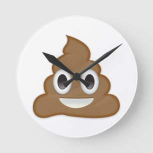 Stapel von Poo Emoji Runde Wanduhr
