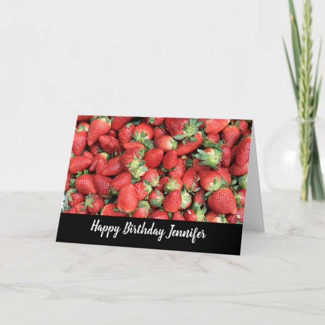 Stapel von Red Juicy Strawberries Geburtstag Karte (Vorderseite)
