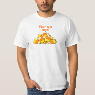 Stapel von Süßigkeits-Mais-Halloween-Schablone T-Shirt