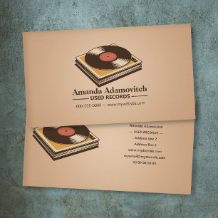 Stapel von Vintage-Vinyl Visitenkarte