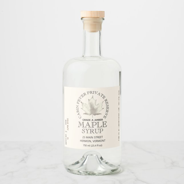 Stapeldatum 4" x 3,5" für wasserdichte Ahornsirup- Alkoholflaschenetikett (Vorderseite)