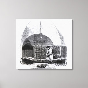 Stapeln der Taschen der Dollar in einem Fach Leinwanddruck