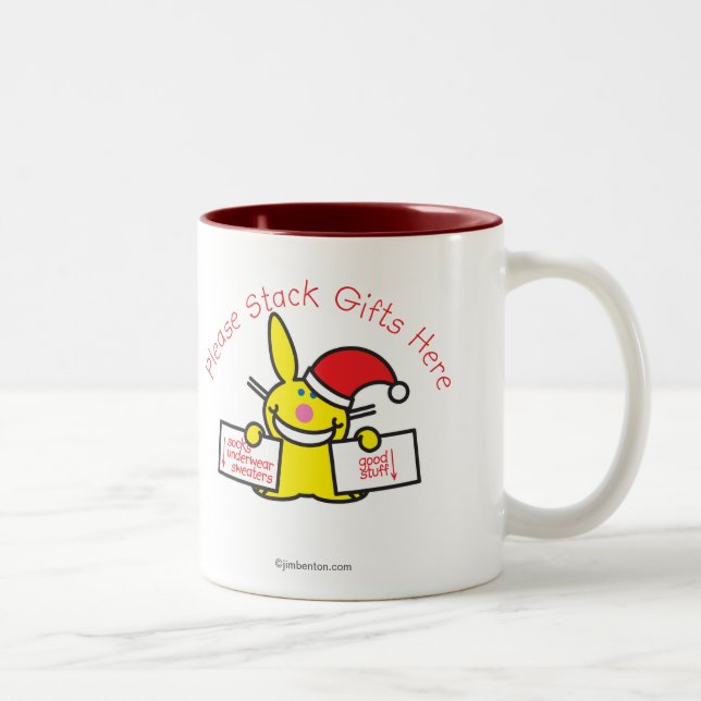 Stapeln Sie bitte Geschenke hier Zweifarbige Tasse (Rechts)