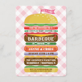 Staplungshamburger-Mädchen-Babyparty-Grill Einladung