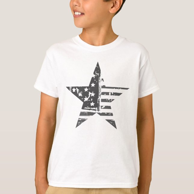 Star 4 Juli American Flag Grunge Vintag Tshirt (Vorderseite)