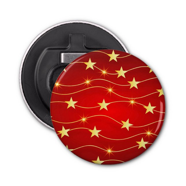 Star Adorned Ruby Red Pattern Flaschenöffner (Vorderseite)