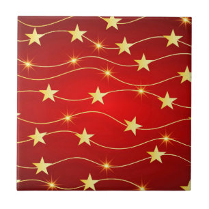 Star Adorned Ruby Red Pattern Fliese