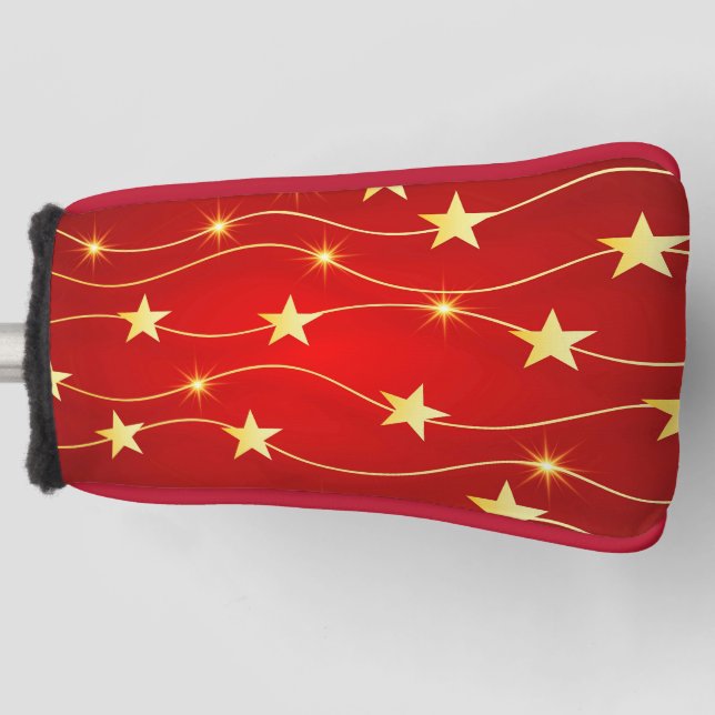 Star Adorned Ruby Red Pattern Golf Headcover (Vorderseite)