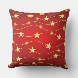 Star Adorned Ruby Red Pattern Kissen