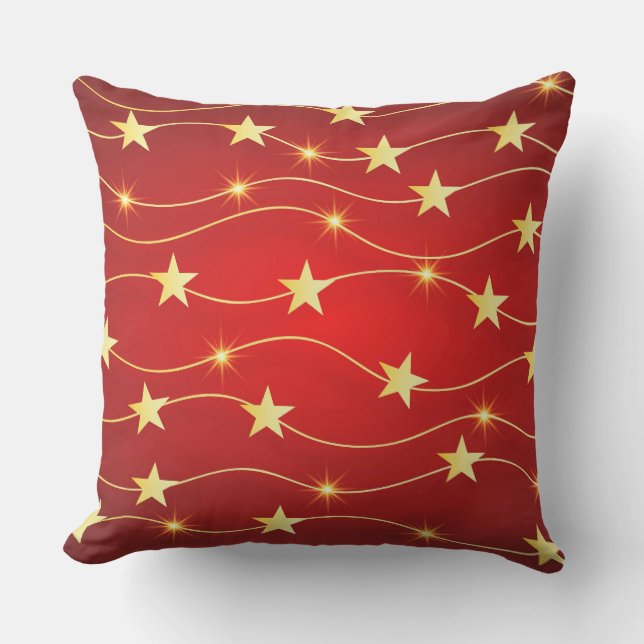 Star Adorned Ruby Red Pattern Kissen (Vorderseite)