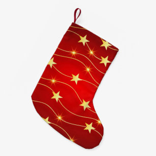 Star Adorned Ruby Red Pattern Kleiner Weihnachtsstrumpf