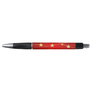 Star Adorned Ruby Red Pattern Kugelschreiber