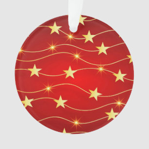 Star Adorned Ruby Red Pattern Ornament