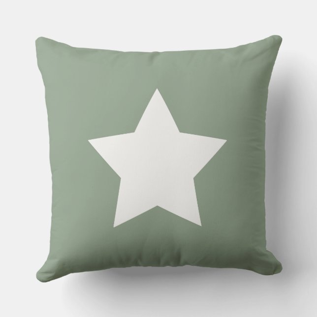 Star and initials Modern sage green and white Kissen (Rückseite)