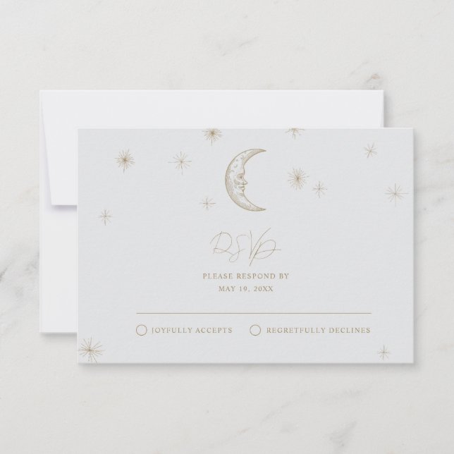 Star and Moon Celestial Wedding RSVP Card (Vorderseite)