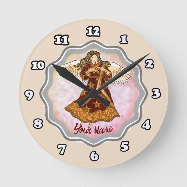Star Angel Clock Runde Wanduhr (Vorderseite)