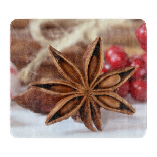 Star Anise Holiday Glass Cutting Board Schneidebrett