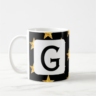 Star Any Monogram Initial Yellow Black Minimalisti Kaffeetasse