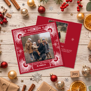 Star Art Deco Foto Happy Holiday Red Feiertagskarte