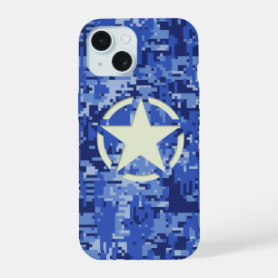 Star auf dem Hintergrund digitaler Camouflage der  iPhone 15 Hülle