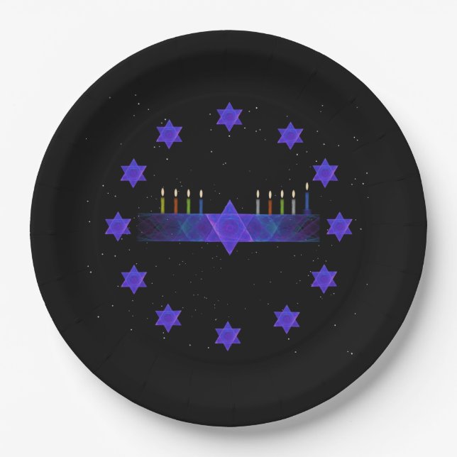 Star Bar Menorah Pappteller (Vorderseite)