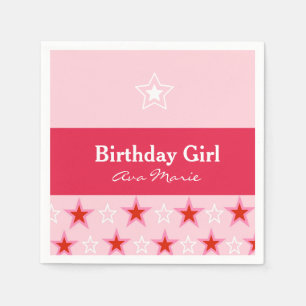 Star Birthday Girl Party, Rosa & Rot Serviette