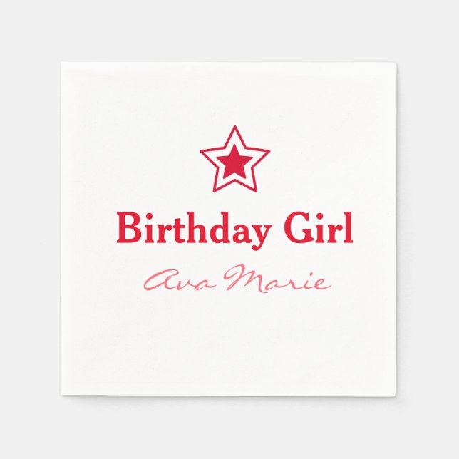 Star Birthday Girl Party Serviette (Vorderseite)