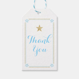 Star Blue Gold Glitzer Vielen Dank Geschenkanhänger