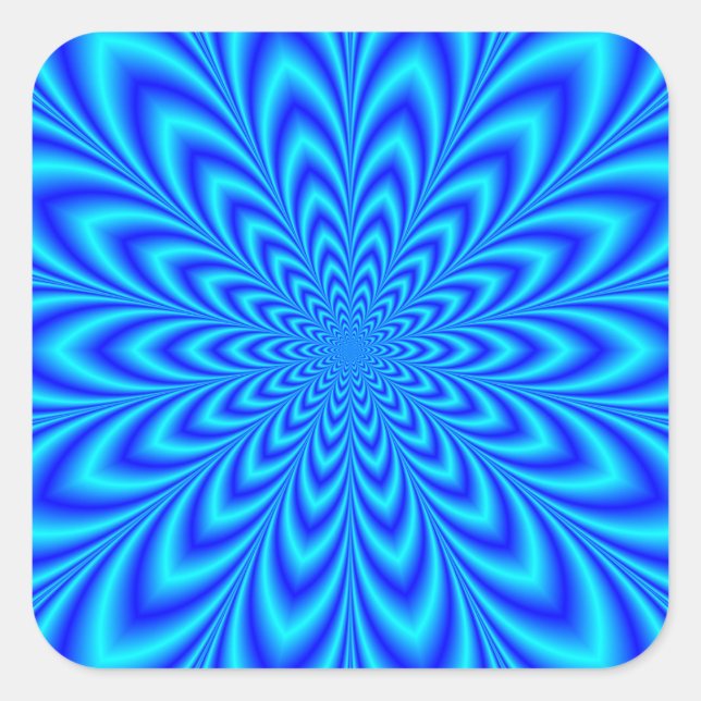 Star-Blume in Blautönen Quadratischer Aufkleber (Vorderseite)