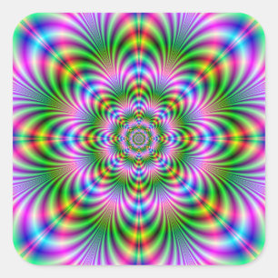 Star-Blume in Neon Quadratischer Aufkleber