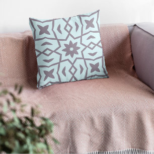 Star Blume Muster in Blassblau und Grau Kissen
