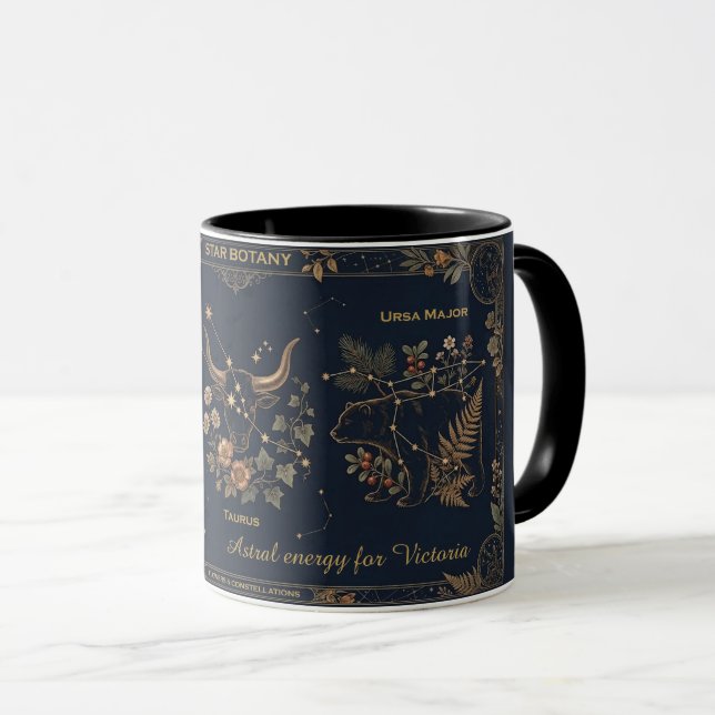 Star Botany Vintage Celestial Gold & Navy Tasse (VorderseiteRechts)