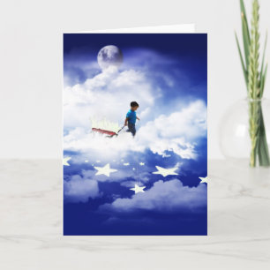 Star Boy mit Little Red Wagon Karte