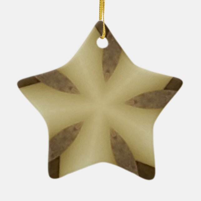 Star Brown White Rustic Design Colors Keramikornament (Hinten)