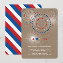 Star Bursts Fireworks Amerikanische Unabhängigkeit Einladung