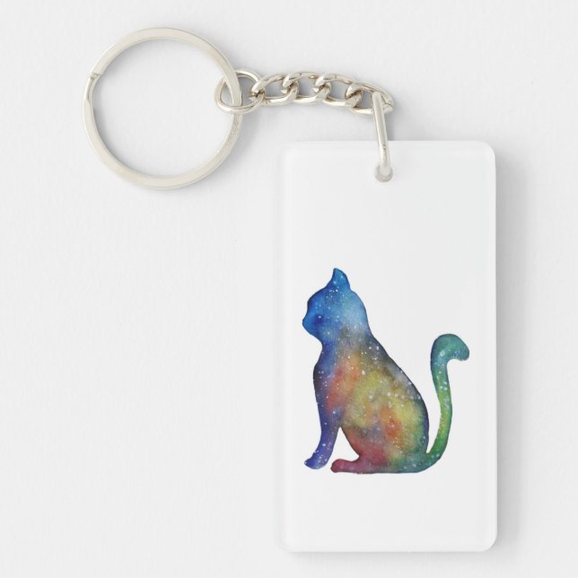 Star Cat Rectangle (doppelseitig) Schlüsselanhänge Schlüsselanhänger (Vorderseite)
