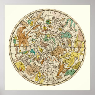 Star-Chart und Sternenkarte für den nördlichen Luf Poster