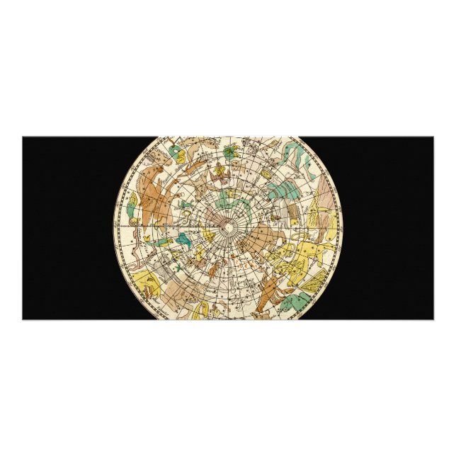 Star-Chart und Sternenkarte für den nördlichen Luf Werbekarte (Vorne)