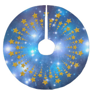 Star Circle Gold I + Ihr Backgr. Ideen Polyester Weihnachtsbaumdecke