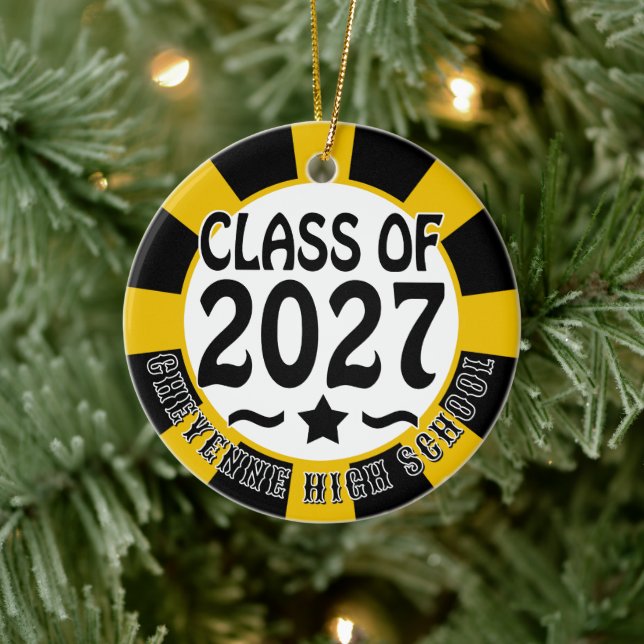 Star Class of 2027 Photo Graduation Keramik Ornament (Baum)