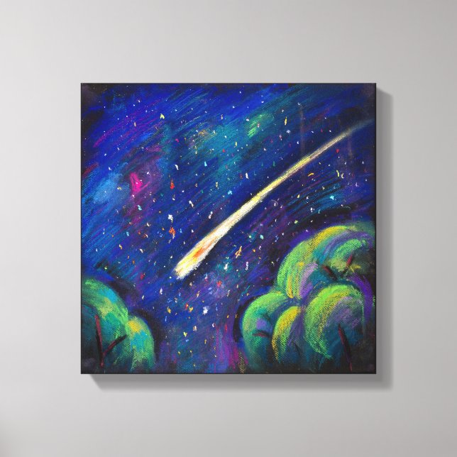 Star Comet Original Malerei Kunst Leinwanddruck (Vorderseite)