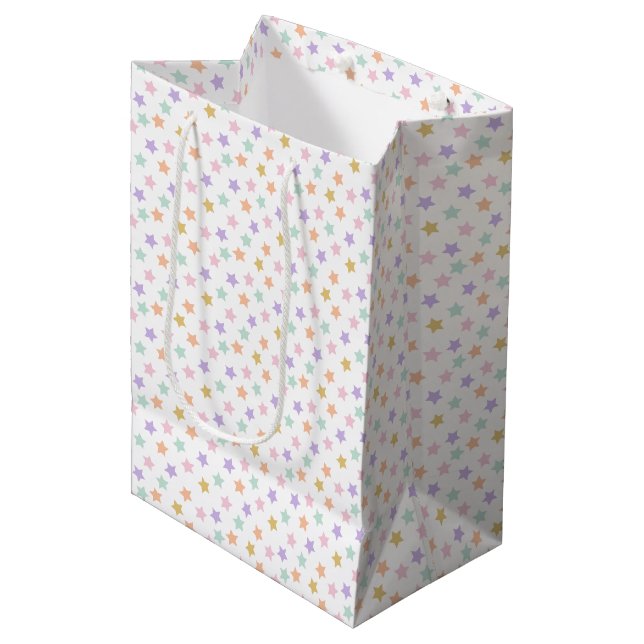 Star Confetti (Pastel) Mittlere Geschenktüte (Vorderseite Schrägansicht)