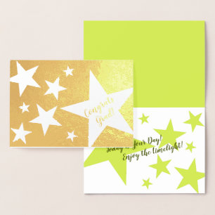 Star Covered Real Foil Herzlichen Glückwunsch Grad Folienkarte