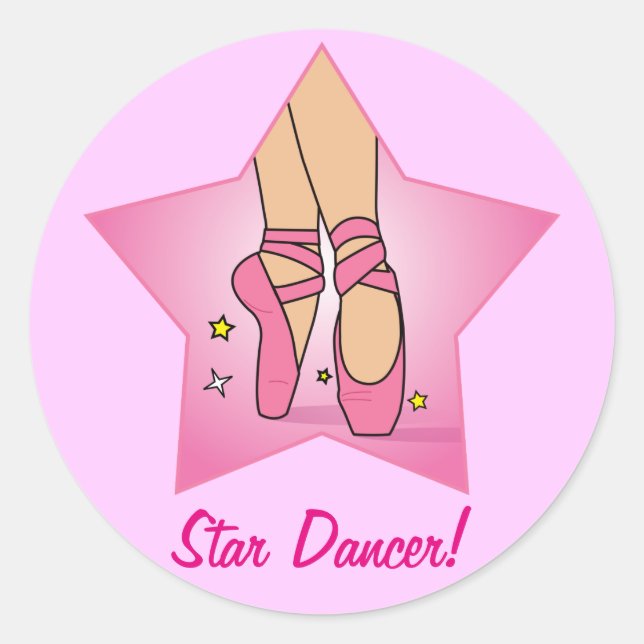 Star Dancer mit Ballettschuhen Runder Aufkleber (Vorderseite)
