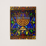 STAR DAVID AND MENORAH PUZZLE<br><div class="desc">FOTO aus Buntglas</div>