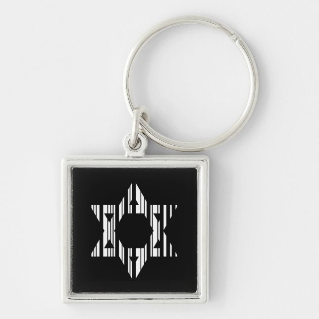 STAR DAVID BAR CODE Judaism Muster Design Schlüsselanhänger (Vorne)