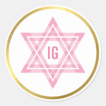 STAR DAVID goldfarbener Kreis rosa Monogramm Logo