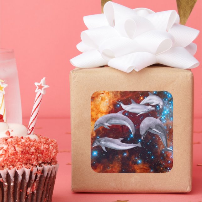 Star Delphine Quadratischer Aufkleber (Party)