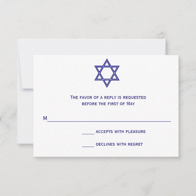 Star der David Zickzack Bat Mitzvah RSVP-Karte RSVP Karte (Vorderseite)